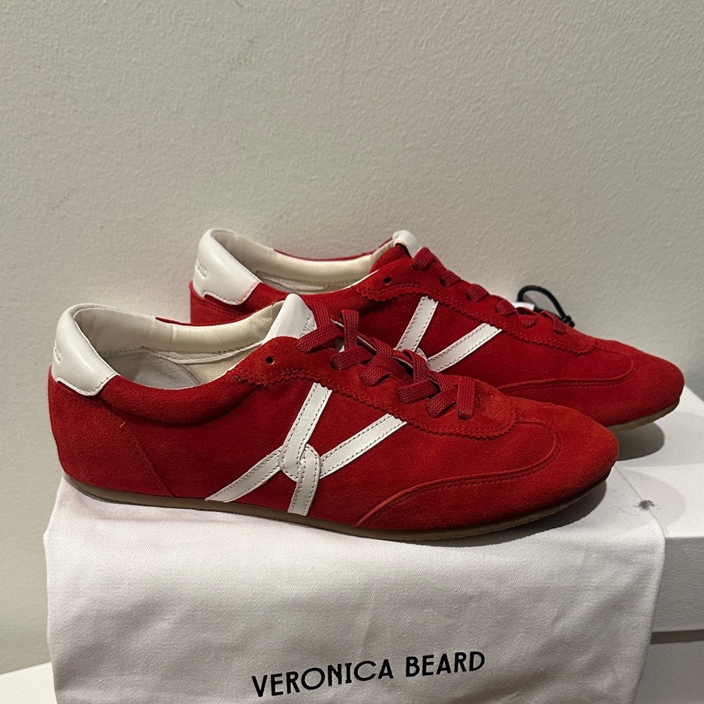 Veronica Beard Riviera Red and White Sneakers 6.5